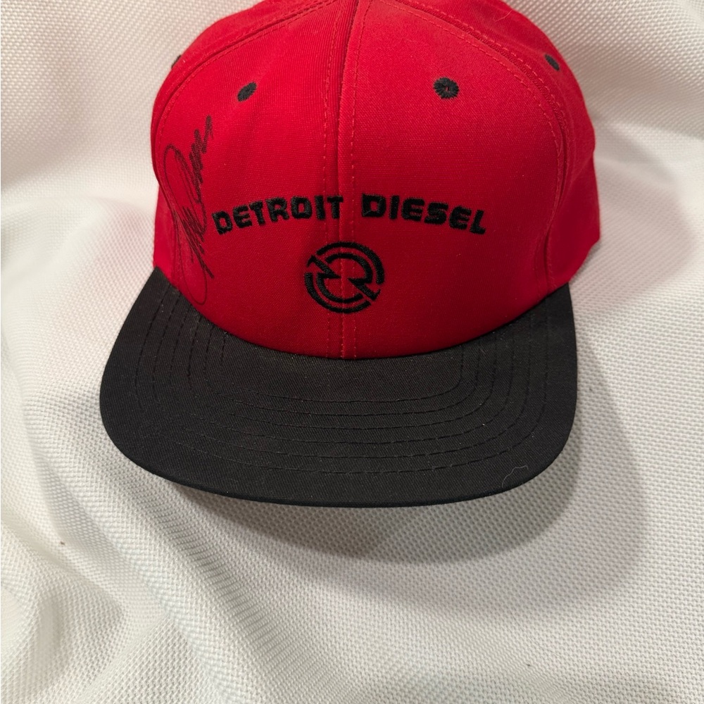 Roger Penske signed Detroit Diesel Red and Black Cap